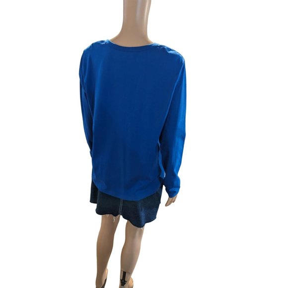 NEW Collections Etc Sz M Winter Angels Peace on Earth Blue Button Cotton Sweater - Picture 3 of 7